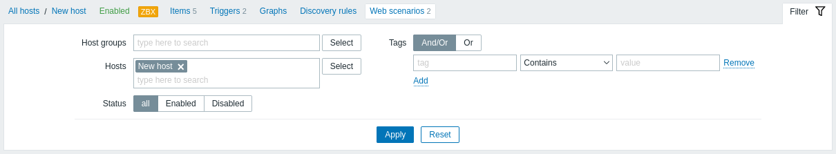 Web Scenario Filter