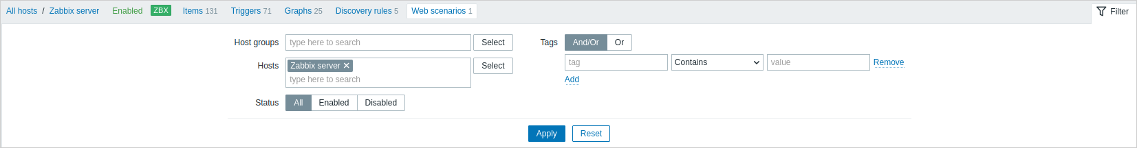 Web Scenario Filter