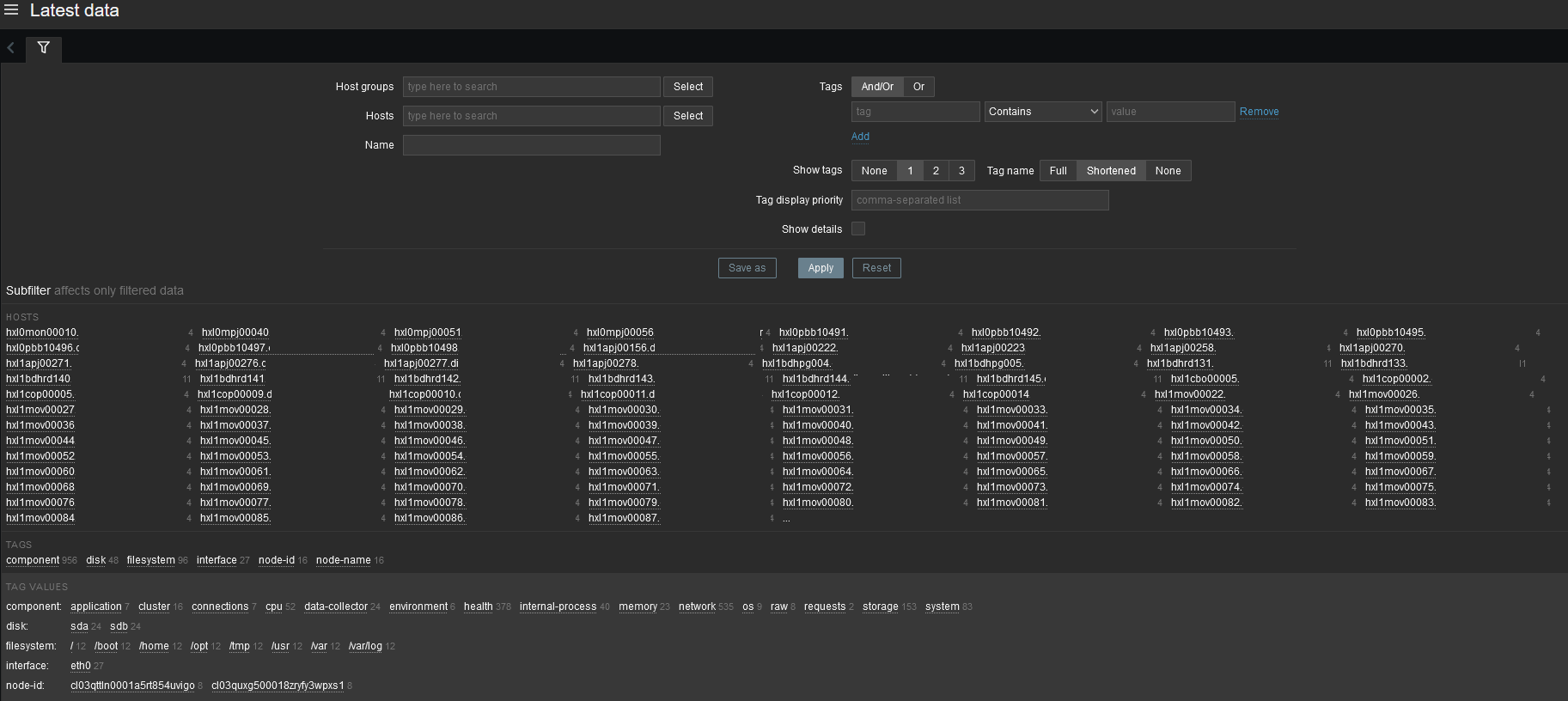 Latest Data persistent filter and tag cluttering - ZABBIX Forums