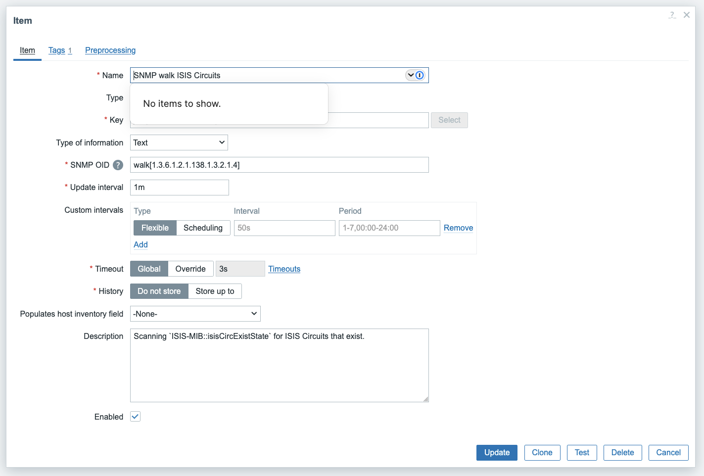 Raw master item for IS-IS Circuit state